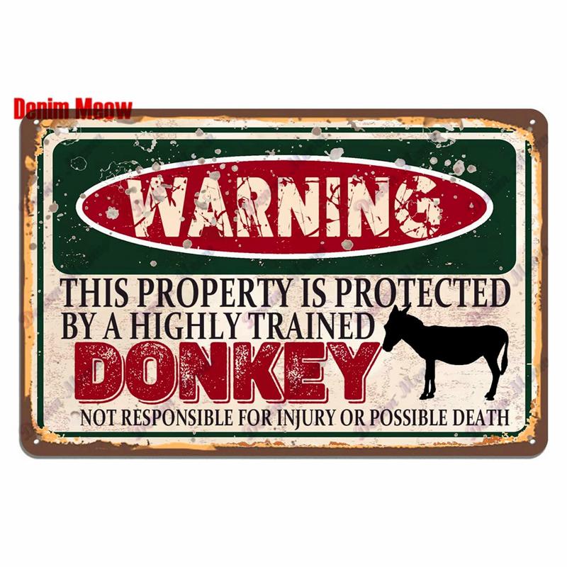 Vintage Warning Funny Animals Metal Sign Chicken Sheep Pig Octopus Wall Poster for Private Wall Painting Decor WY