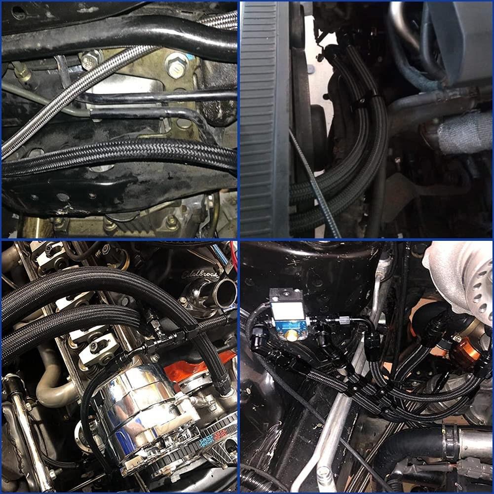 1M AN4 4AN Black Braided Oil Fuel Fittings Hose End 0+90 Degree Oil Adaptor Kit Oil Fuel Hose Line