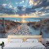 Coastal Sunset Beach Tapestry Ocean Sunrise Sand Dune Path Wall Hanging for Bedroom Living Room Home Decor Multiple Sizes