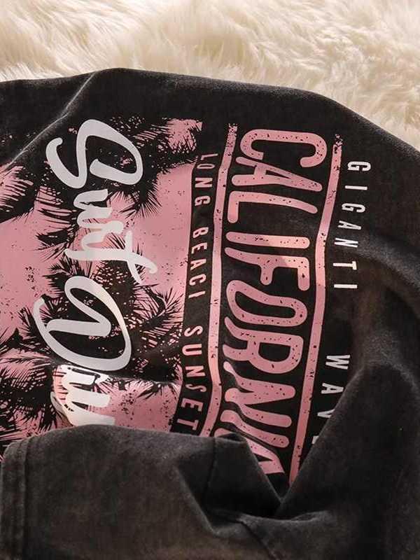 Women's American Retro Distressed Loose-Fit Cotton T-Shirt for Summer