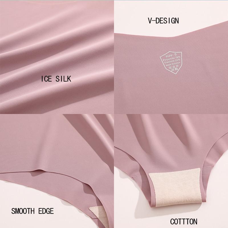 FINETOO Majtki bezszwowe Ice Silk dla kobiet z wysokim stanem i wzorem V Bielizna w jednolitym kolorze Miękka wygoda