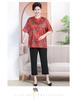 7XL Plus Size Summer Xiangyunsha Set for Middle-Aged & Elderly: Loose Mid-Sleeve T-Shirt Two-Piece for Tummy-Hiding Comfort.