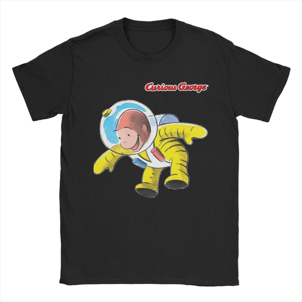 Cartoon  Banana Cute Brown Monkey T Shirt Cotton Fun T-Shirts Crewneck Curious George Tees Short Sleeve Clothes Plus Size