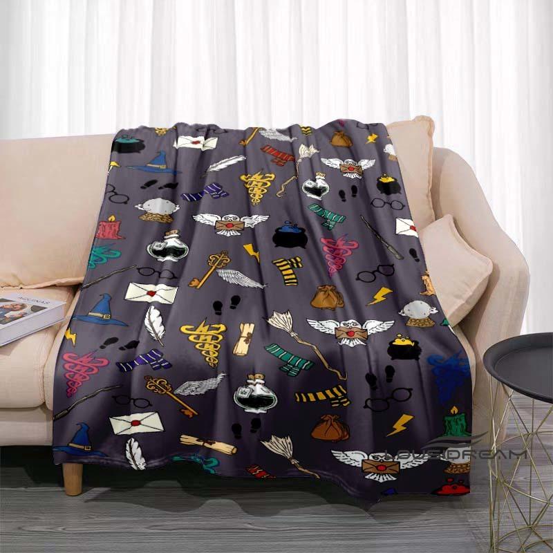 Fantasy-Abenteuerfilm-Thema 3D-gedruckte Decke Harry Potter Warm Gemütlich Flanell-Überwurf Geeignet für Schlafzimmer Sofas Betten