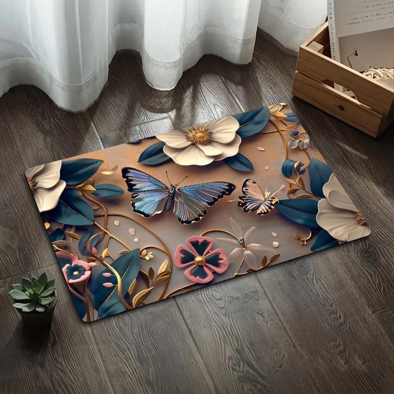 3D Butterfly Diatomite Floor Mat Bathroom Absorbent Non Slip Mat For Bathroom Door Entrance Quick Dry Feet Rug
