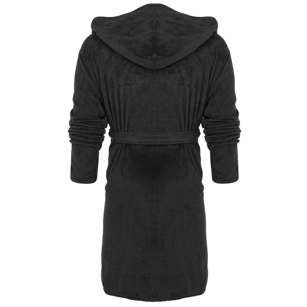 Women's Solid Color Long Sleeved Plush Bathrobe With Belt