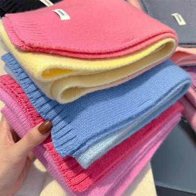 Sciarpa Lavorata a Maglia Donna Lana Inverno Calda Sciarpe Design Colore Unico Vivace Stola Ispessita Morbida Cashmere Pashmina Collo