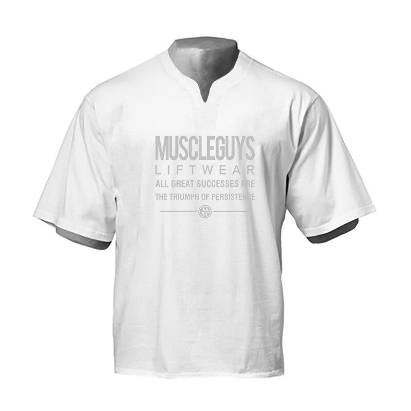 Muscleguys Summer American Style High Street Retro Casual Short-sleeved Men's Fitness Sports T Shirts