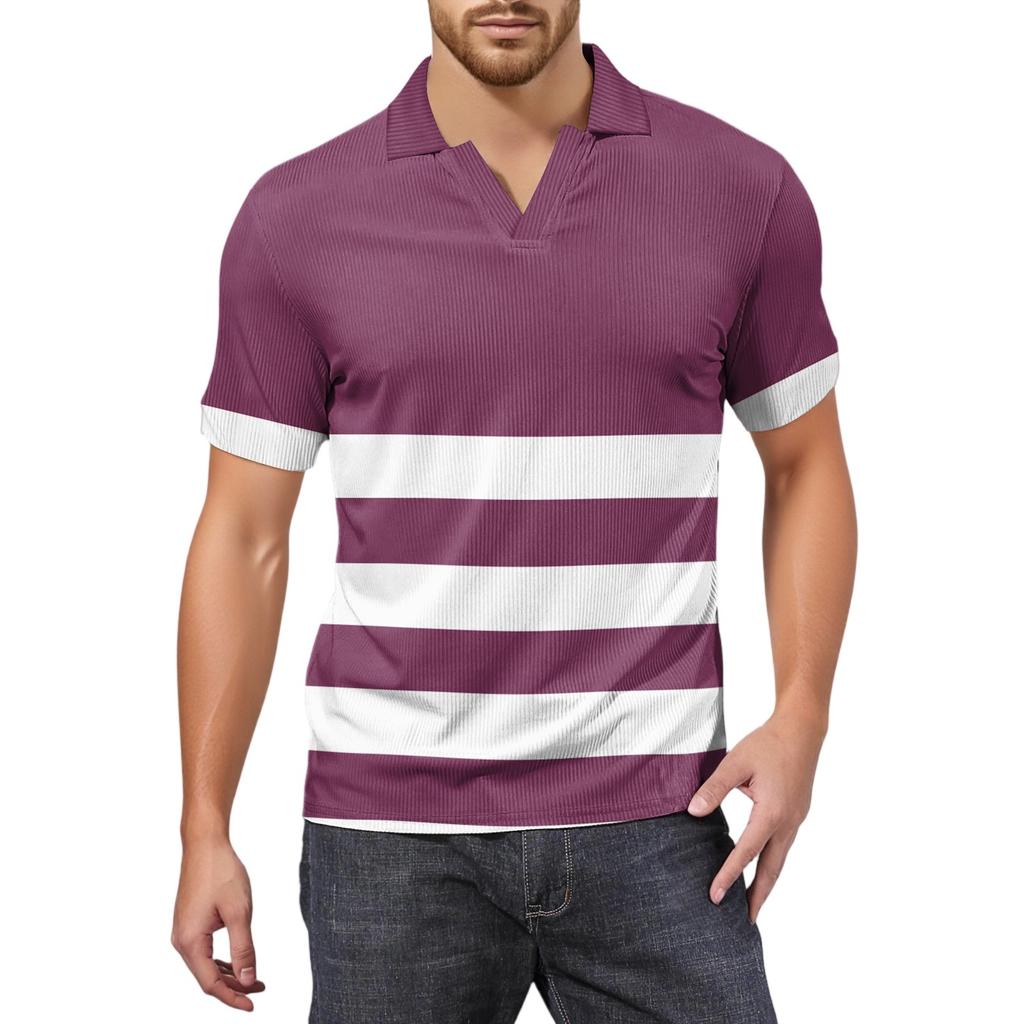 Herrenmode Bedrucktes V-Ausschnitt Kurzarm Top Golf T-Shirt