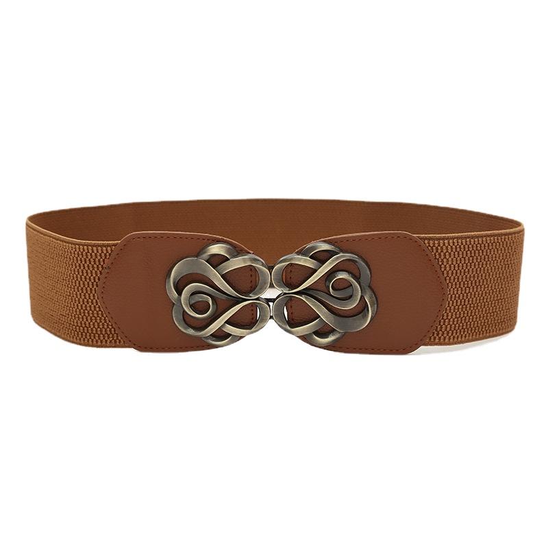 

1 шт. женский эластичный винтажный ремень для платья эластичный пояс LXY 60-80cm коричневый