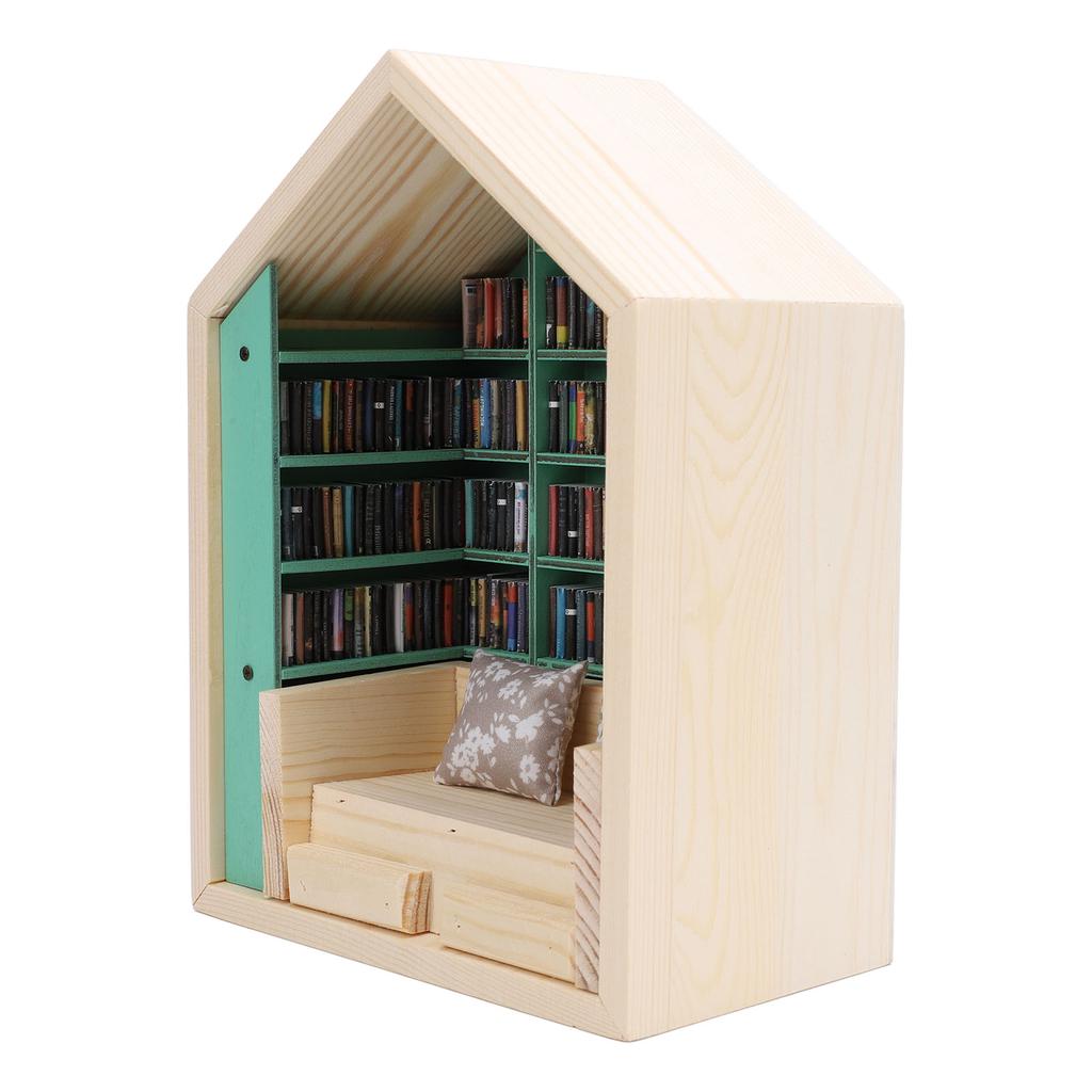 Bookshelf Mini House Kit Wooden Decorative Exquisite Cute Long Life Tiny House Kit for Bedroom Study