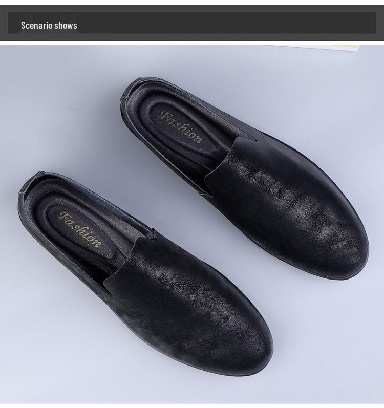 Bean Bean Men's Cowhide Slip-On Casual Leather Shoes