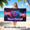 Neon Colorful Theme Soft Beach Towel Personalized Custom Name Text Towel Portable for Beach Pool Travel