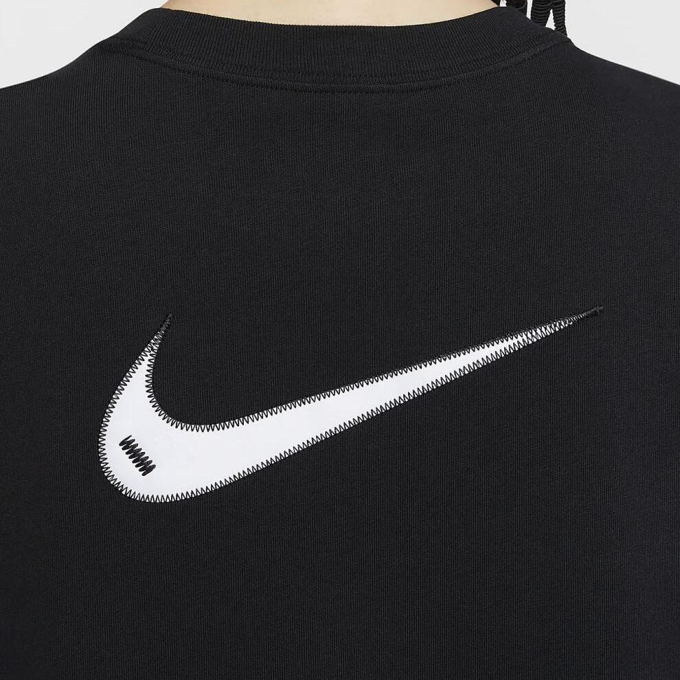 (WMNS) Nike Sportswear Swoosh Oversized T-shirt Asia Sizing 'Black White' Women's HJ3947-010