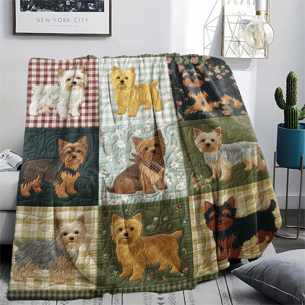 Nine grid dog cat fabric Print Flannel Blanket,High quality Comfortable for All Seasons,Home Decor,Warmth and Comfort,Perfect for Christmas Gifts