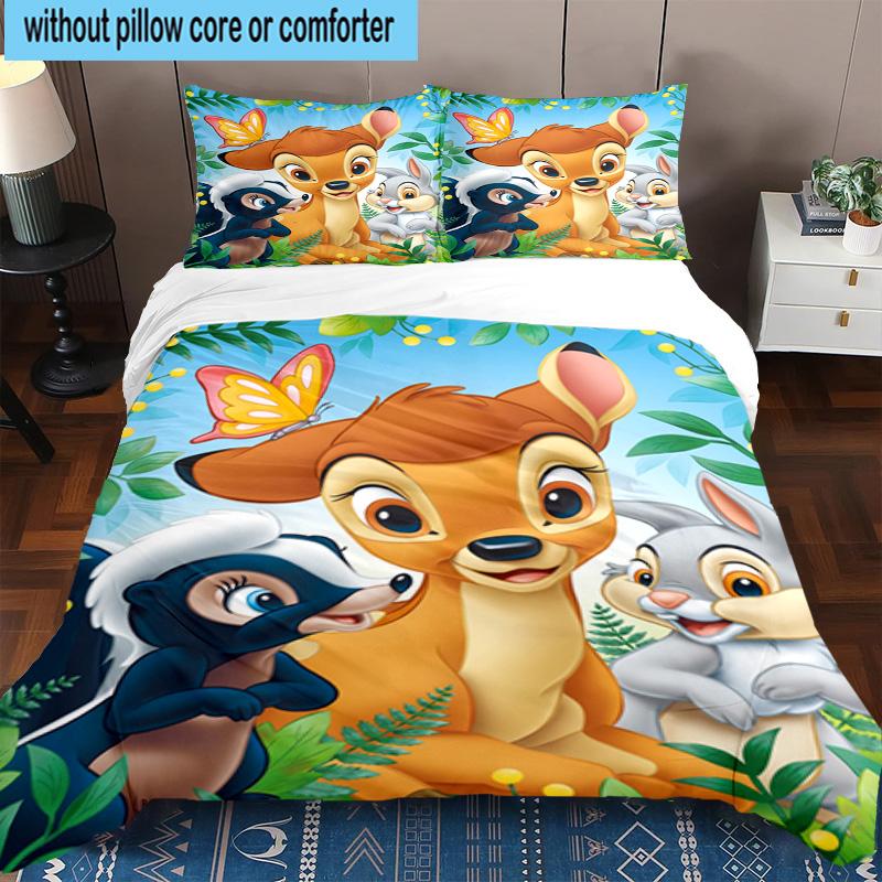 3PCS Classic cartoon Bam Deer 3pcs Bedding,Including 3PCS Duvet Cover And 2pcs Pillowcases Perfect for Christmas,Ideal for Bedroom, Dormitory