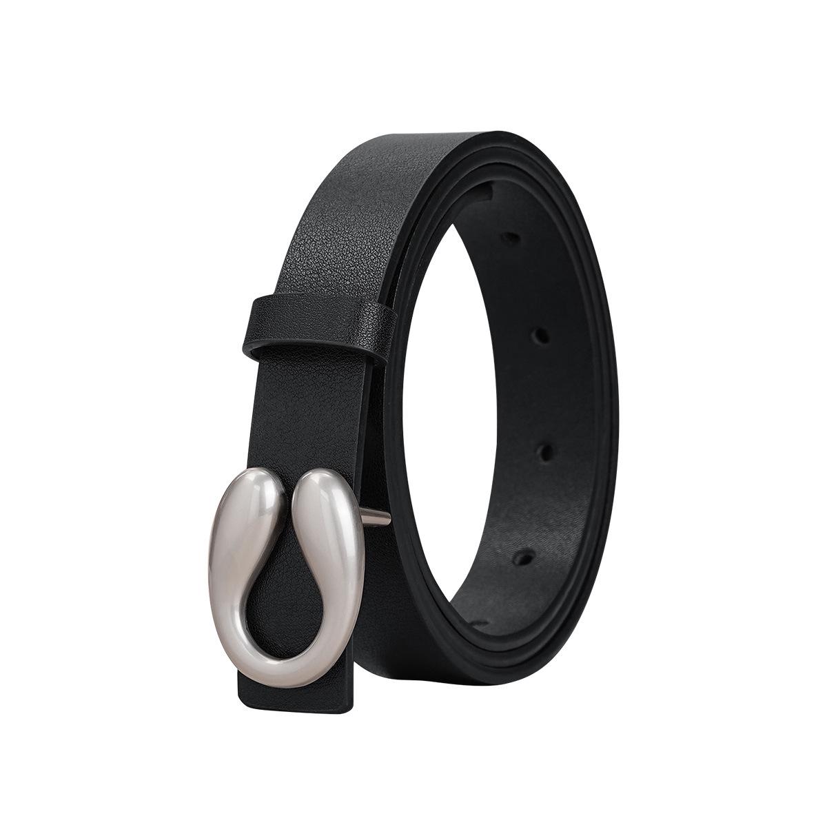 Women s Fashionable Double-Sided Genuine Leather Letter Belt 105 cm