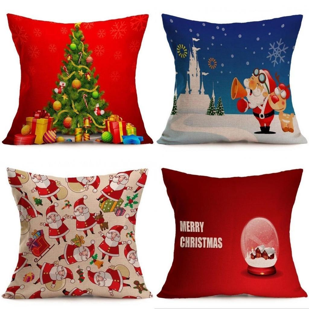 Vibrant Multicolor Christmas Santa Claus Cushion Cover Pillow Case For Stylish Car Decor