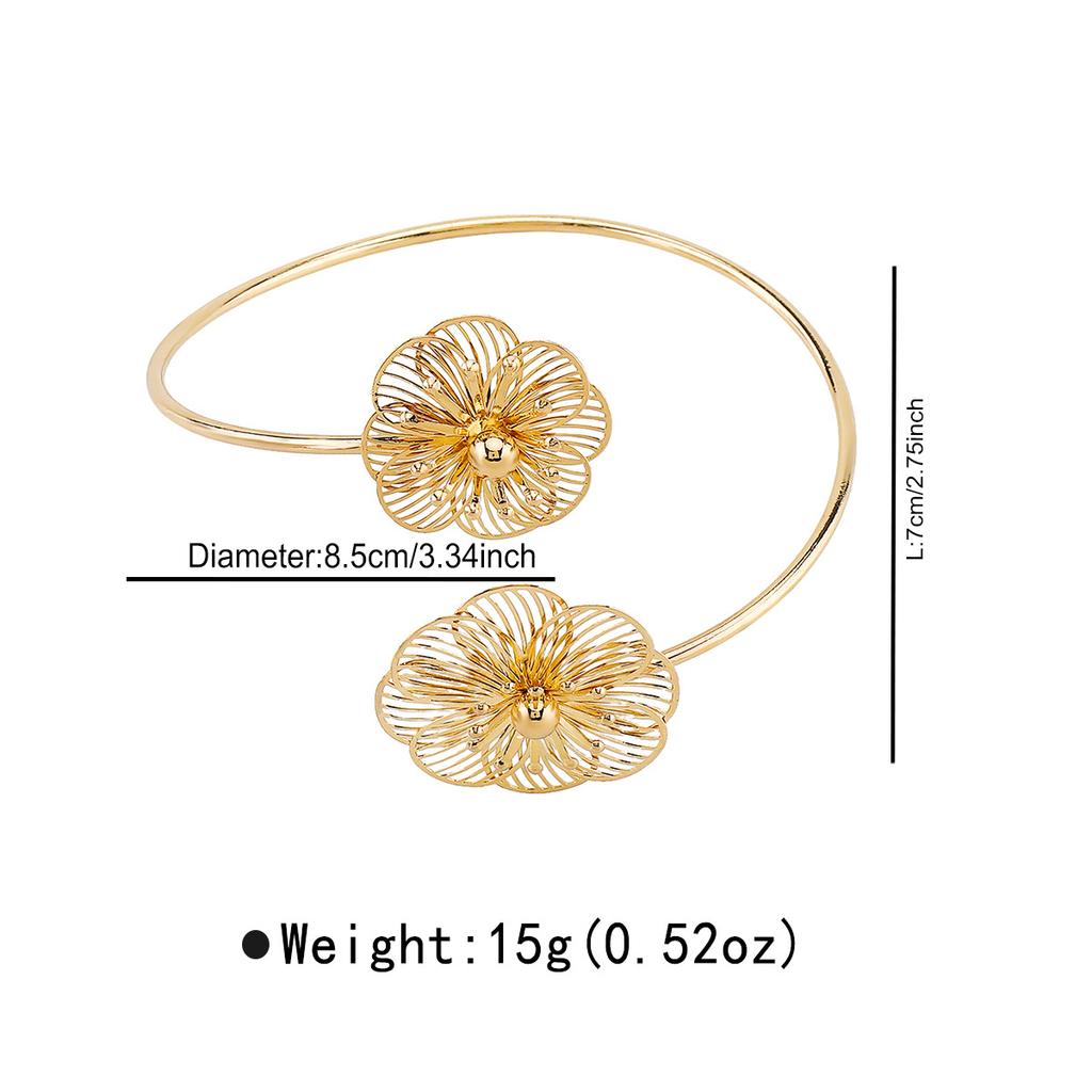 B1111 Sweet and fresh double-headed enamel glazed flower armband, elegant and stylish line ring open arm bracelet