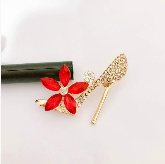 Винтажные Синие Красные Женские Туфли на Высокой Шпильке Броши для Женщин Стразы Хрусталь Женские Вечерние Украшения