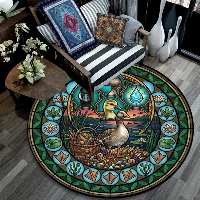 Rabbit Carrot Treasure Hunt Round Area Rug Under Office Chairs Bedroom Living Room Home Decor