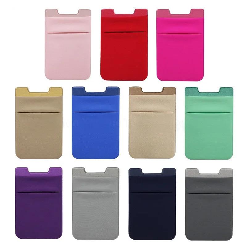 1pcs Thin Women Men Cell Phone ID Credit Card Holder Silicone Case Pouch Back Sticker Slim Wallet Case Card Holder