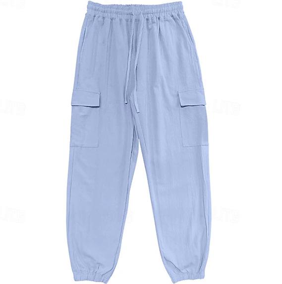 2024 Autumn Jogger Work Pants: Breathable Long Pants with Elastic Drawstring Waistband & Multi-Pocket Design