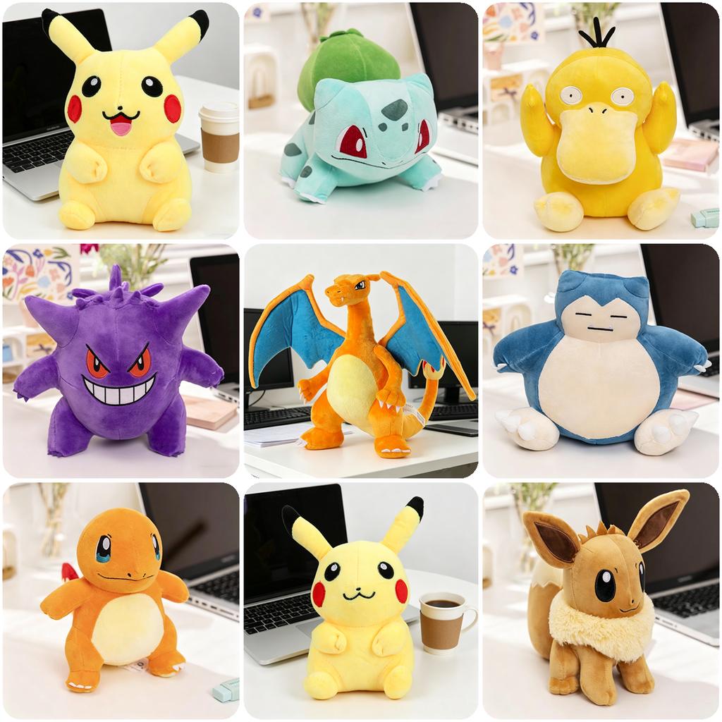 Stuff Plush Toys Kawaii Pikachu Pichu Charmander Squirtle Psyduck Anime Soft Dolls Doll Kids Birthday Christmas Gift