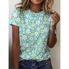 Simple Comfortable Women's Flower Printed Top T-shirt Fashionable Breathable Short Sleeve Casual T-Shirts Women’s