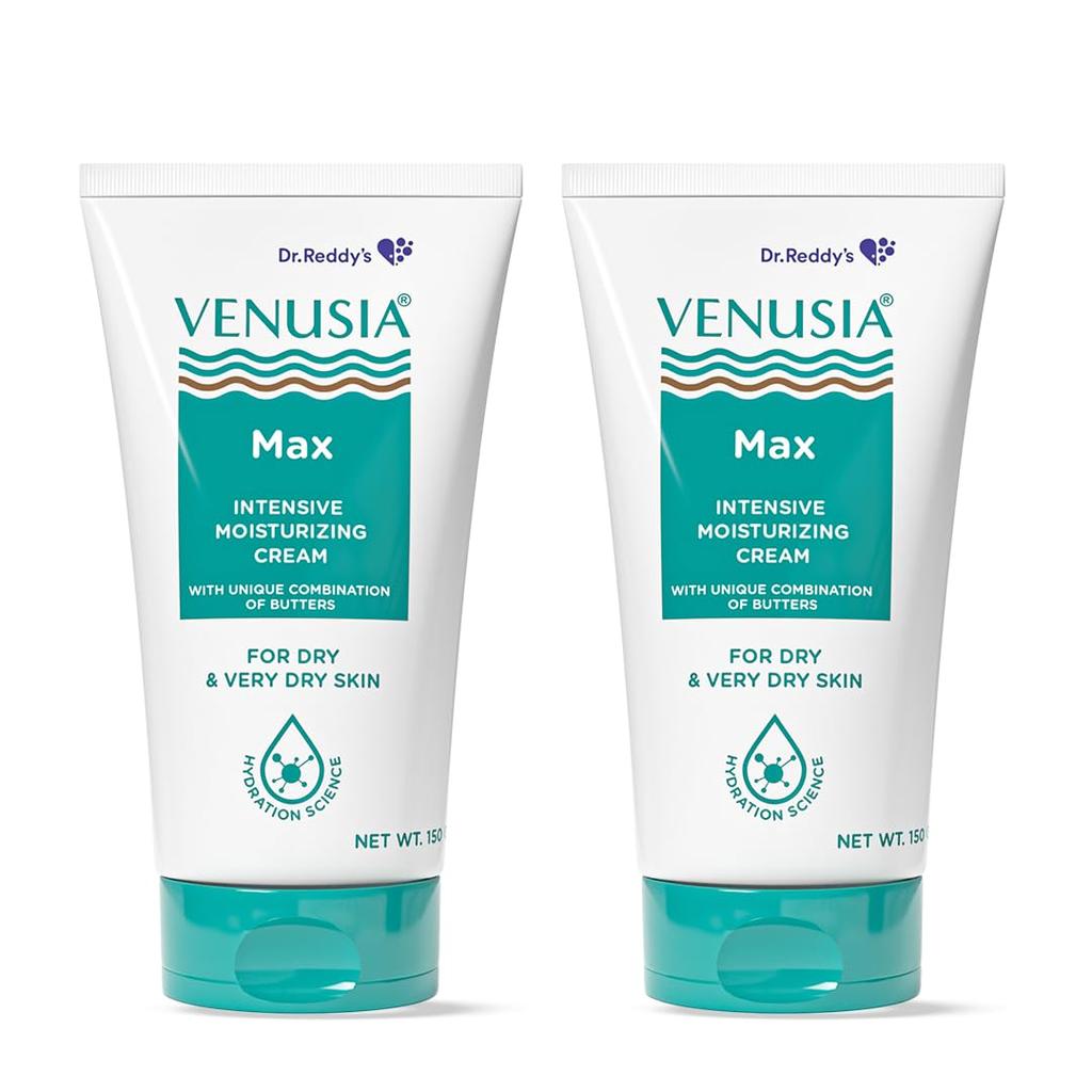Dr. Reddy's Venusia Max Intensive Moisturizing Cream 150g Pack of 2 for Dry to Very Dry Skin Face & Body