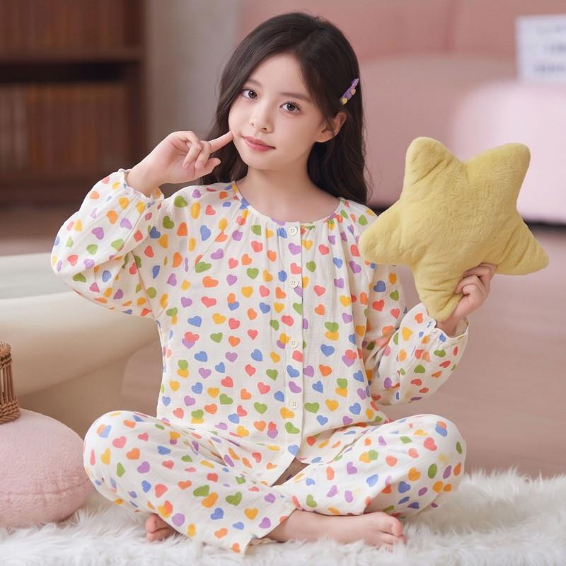 Girls Pajama Set Long Sleeve Cloud Cotton Cartoon Print Sleepwear Ages 8 Kids Home Wear
