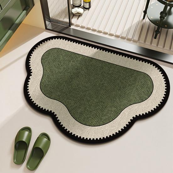 Bathroom Door Mat Super Absorbent Bath Mat Retro Bathroom Rug with Anti-Slip Bottom Diatomaceous