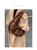 Korean-Style Suede Shoulder Bag: Solid Color, Large Capacity Underarm Dumpling Design