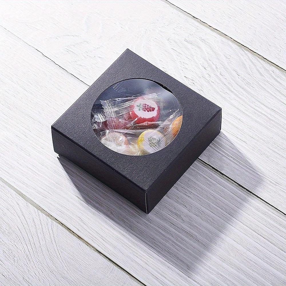 30 piezas Cajas de Papel Kraft Plegables con Ventana Transparente Cajas de Papel Cuadradas Negras Caja de Embalaje para Regalos Cajas Caseras Cajas para Embalaje de Regalos