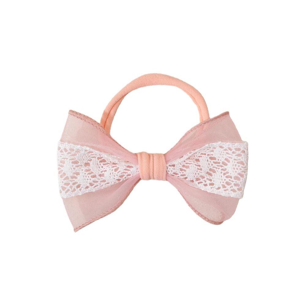 Soft Baby Nylon Headband Lace Bow Ponytail Hair Tie Bowknot Hair Bands  For Baby Girls Children