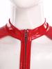 Womens PU Leather Crop Top Cutout Short Sleeve Push-up Underwire Built-in Thong Mini Skirt Rave Clubwear