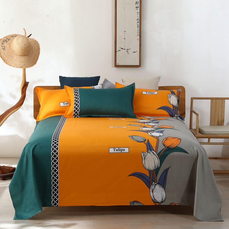 Simple Printed Simple Bed Sheet Single Piece Dormitory Pure Polyester Washed Cotton Single Double Bed Sheet