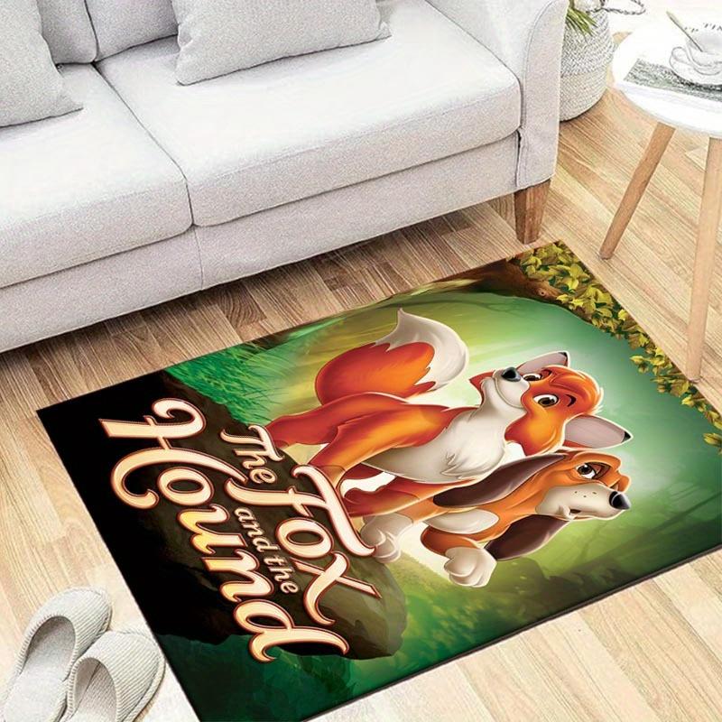 1pc The Fox and The Hound Pattern Area Rug Soft Flannel Floor Mat for Living Room,Office,Bedroom and Carpet,Sofa Coffee Table Floor Mat 60cm by 90cm