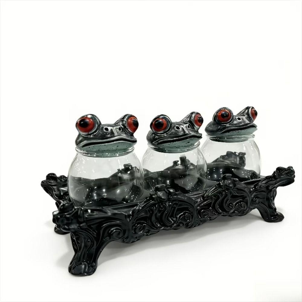 Witchy Frog Food Seasoning Jar Funny Condiment Bottles Dustproof Small Condiment Container  Home