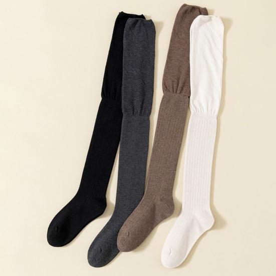 Women Slouchy Over-the-knee Socks Soft Cotton Stretch Thigh High Socks Ribbed Scrunch Tall Boot Socks for Girls