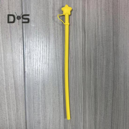 Reusable Silicone Straws with Star Cap Bite-resistant Drinking Tubes for Hot Cold Drinks BPA-Free Flexible Long Straw