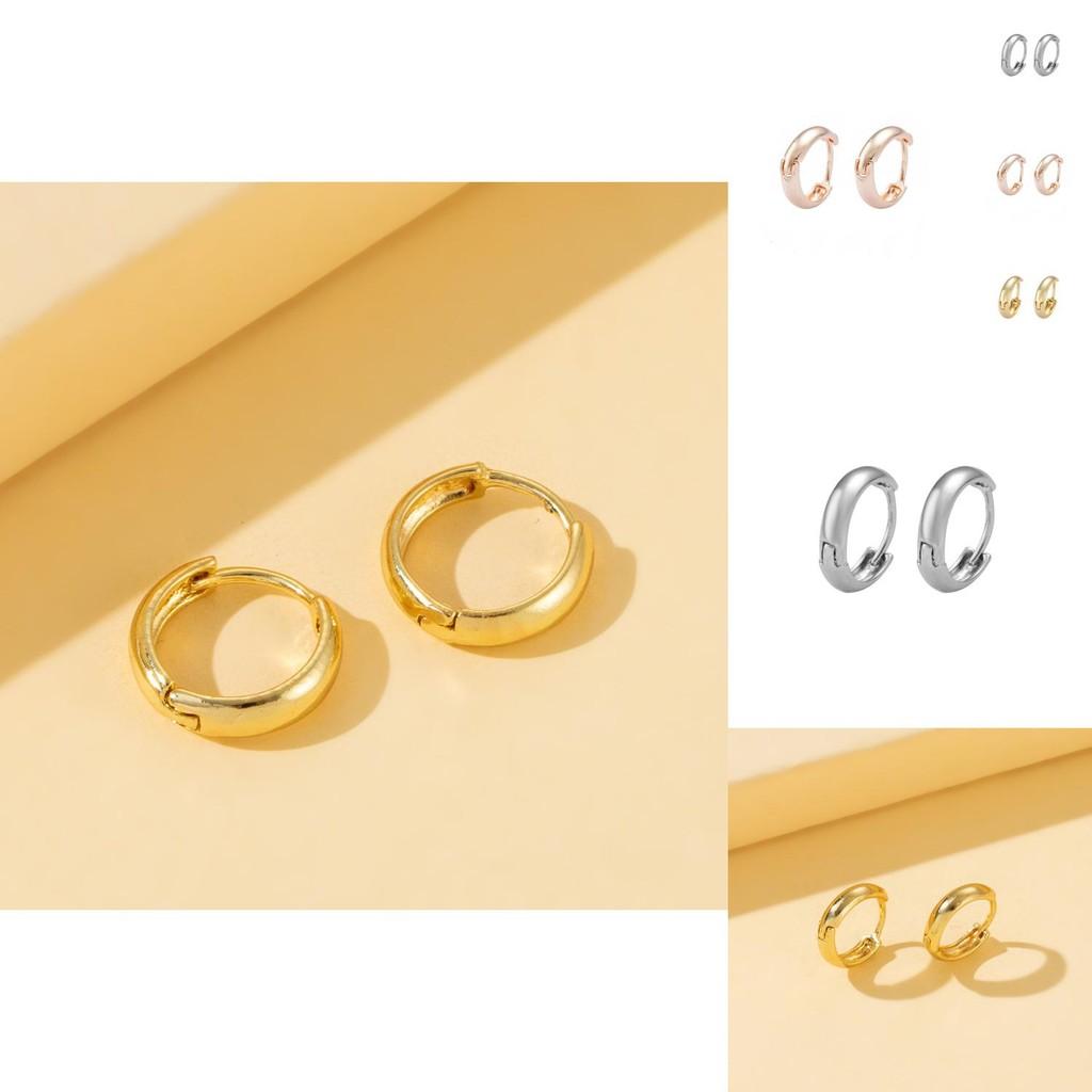Fashionable Alloy Hoop Earrings Geometric Gold Silver Rose Gold For Stylish Women