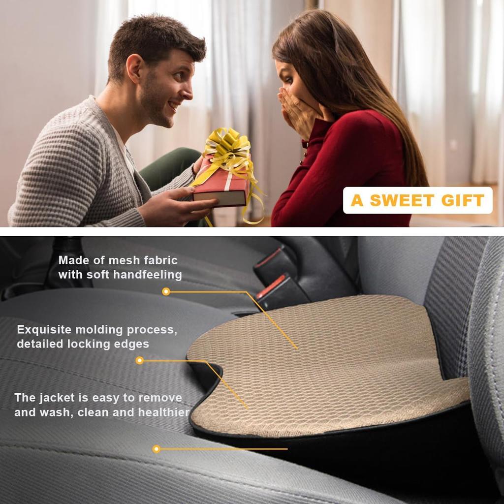 Car Seat Cushion, Auto Memory Foam Wedge Seat Pad, Sciatica Tailbone Low Back Pain Relief Pillow For Driver, Breathable Non Slip Orthopedic Support