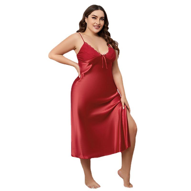 Yaoting Women's Plus Size Ice Silk Camisole Nightdress for Summer - CQ311