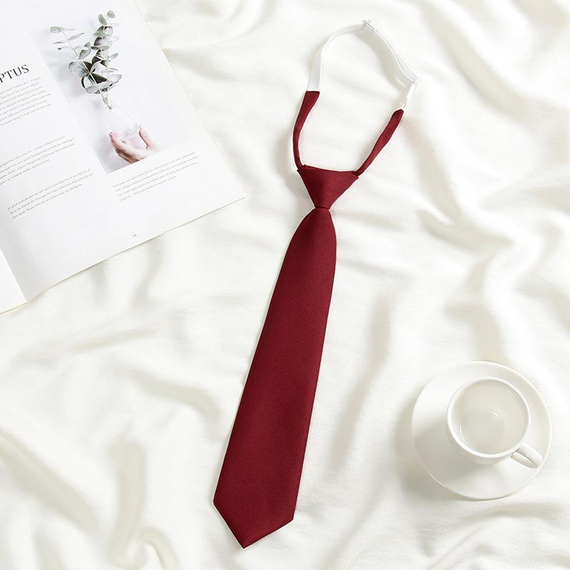 Lazy JK Small Necktie Black Wine Red Solid Dark Blue Korean Women Sweet Grils Student Basic Style School Uniform Classic Ties