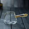 Hi Heat Resistant Teacup Glass Gold Leaf Handle Kung Fu Fair Cup Drinkware Transparent Tea Dispenser