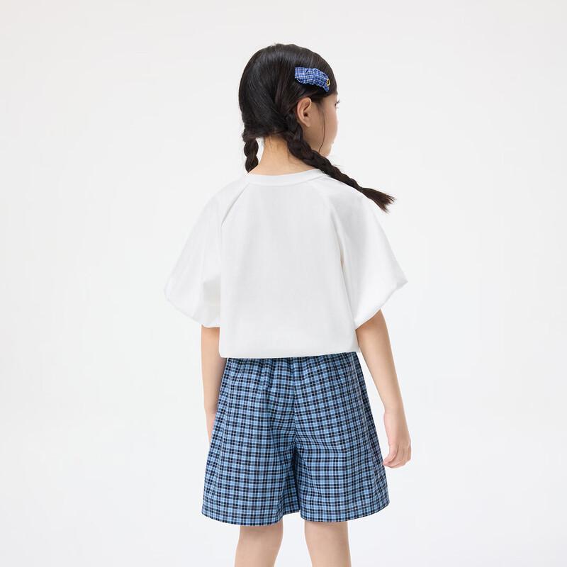 Girls' Sweet Plaid Shorts Two-Piece Set
