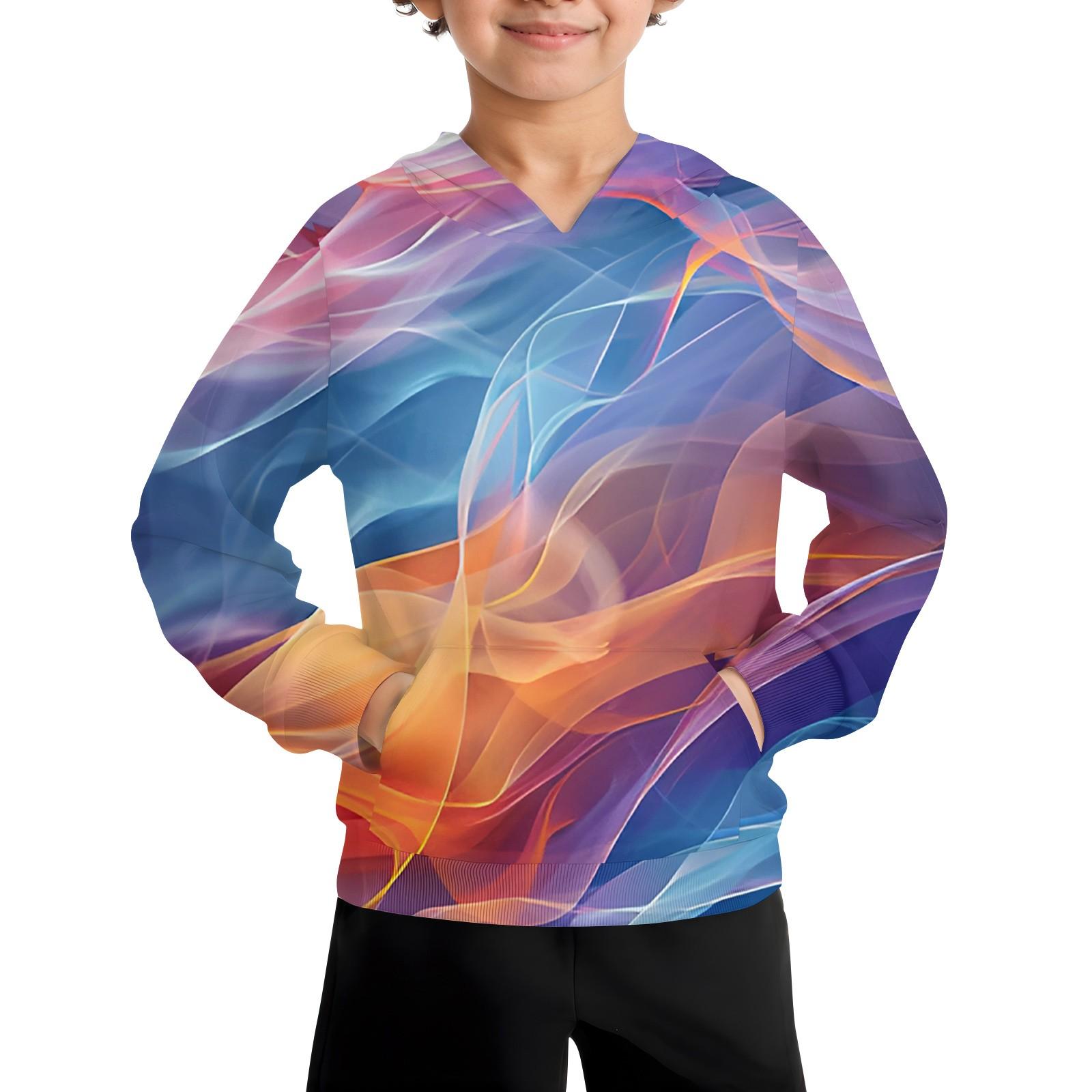 

Повседневная модная толстовка с длинным рукавом и капюшоном с карманом для мальчиков 140 шафрановый