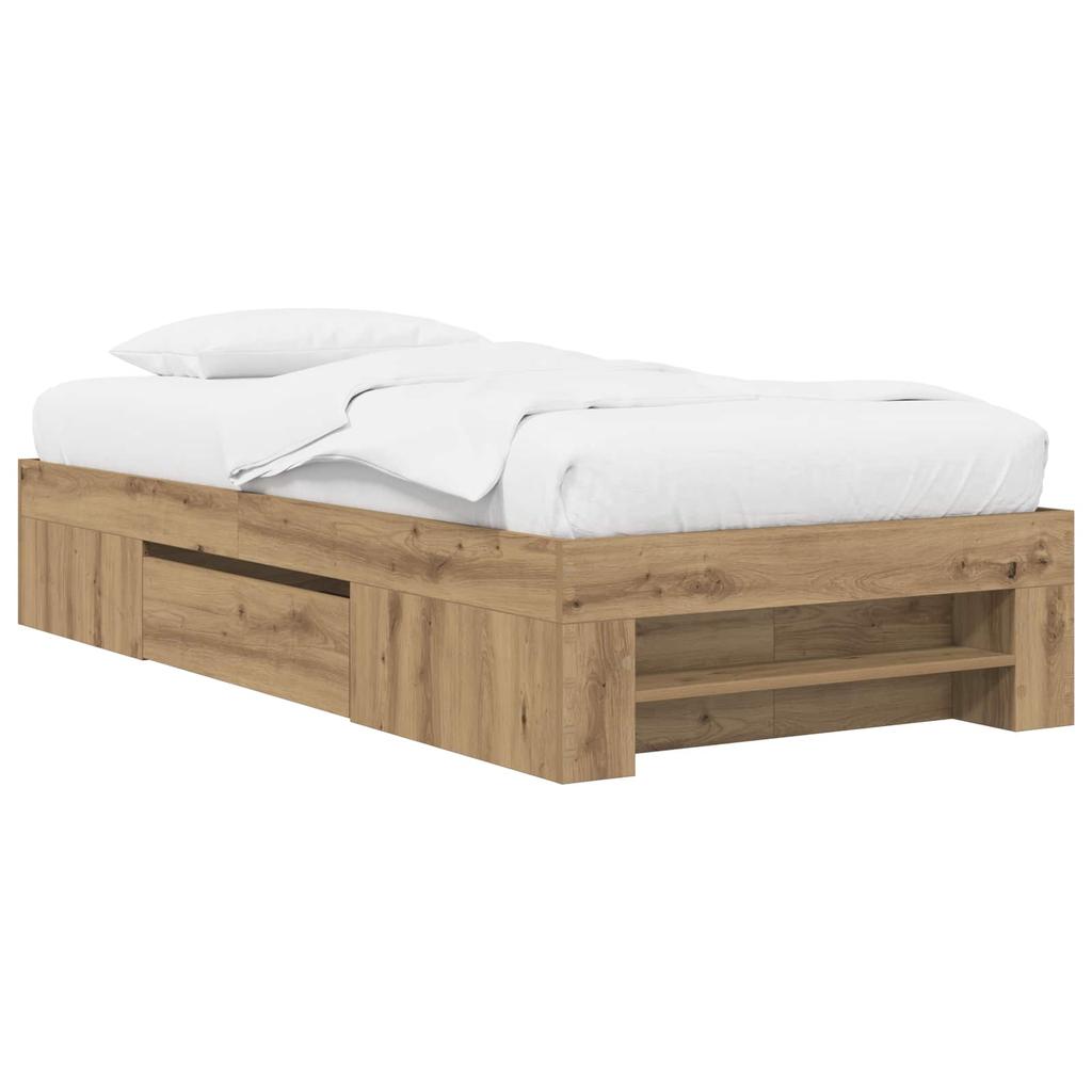 Bed Frame with Storage Craft Oak 80 X 200 Cm