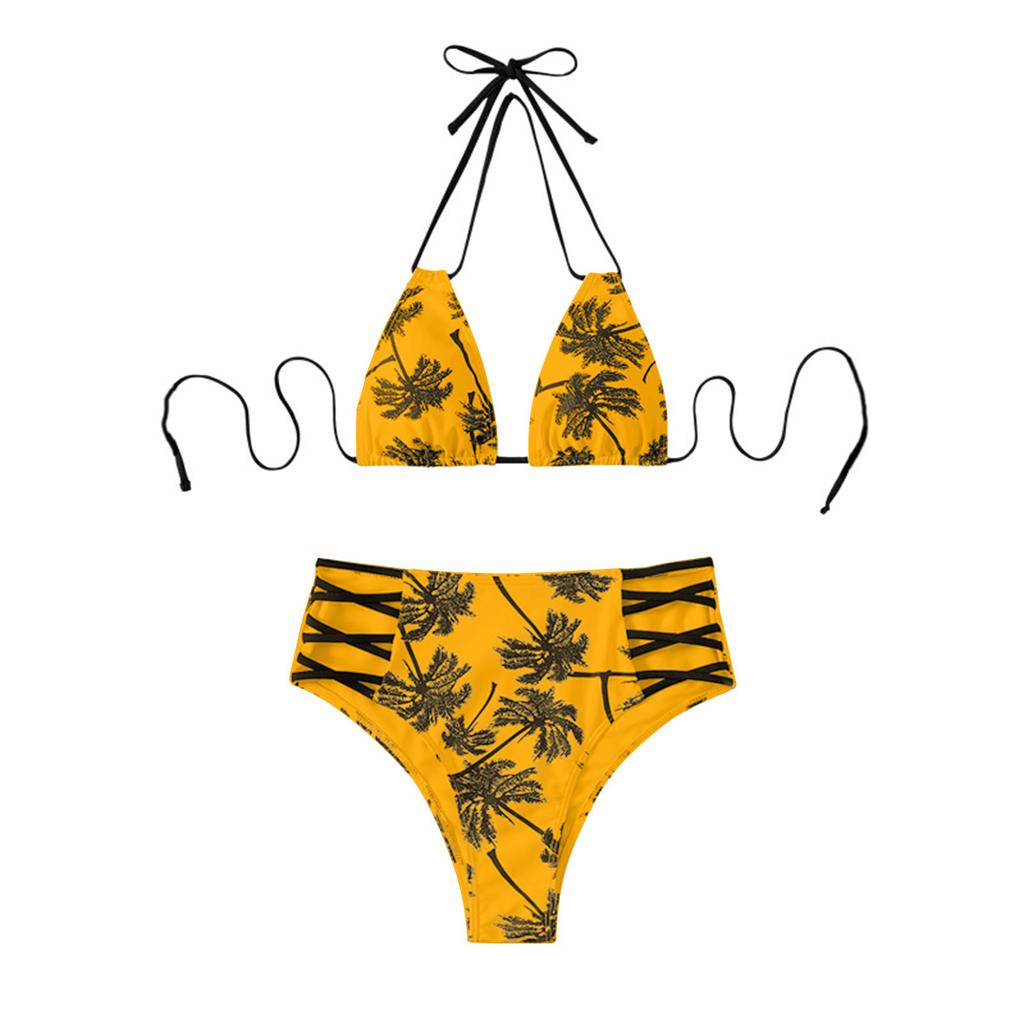 Women's Swimwear With Chest Pad Push-up Two-Piece Swimsuit Tank Top With Panties Slim Fit Printed Swimwear